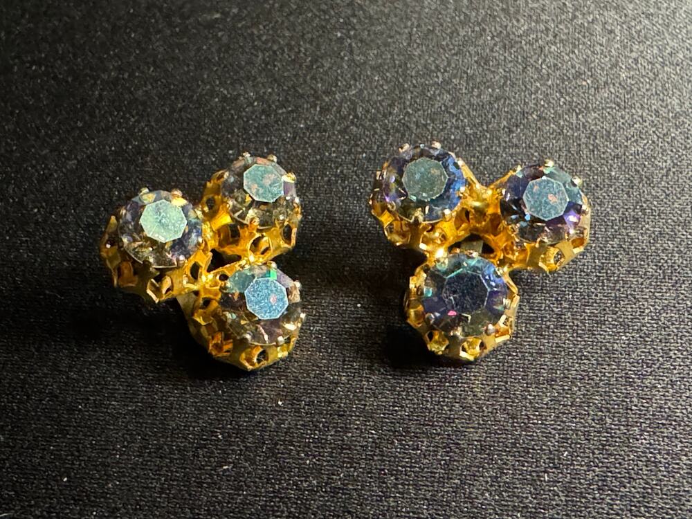 Vintage Austrian Crystal A/B Clip On Earrings